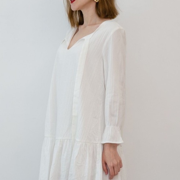 Flounce Sleeve Tie Neck Mini Dress - Picture 2 of 5